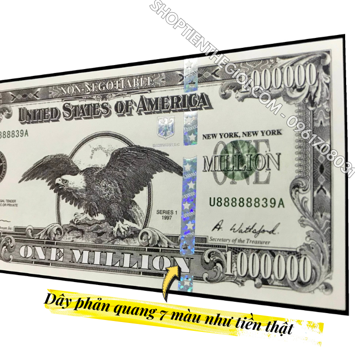 Tiền Lưu Niệm 1 Triệu USD Hình Đại Bàng Dạ Quang - SP005971